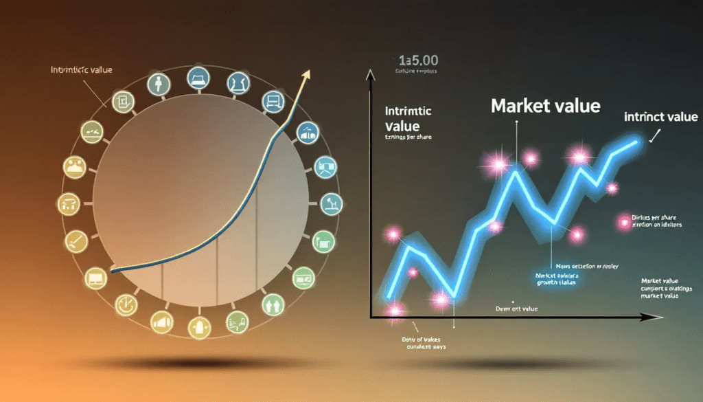 A visual comparison between intrinsic value and market value