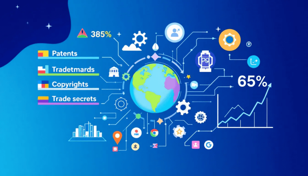 An illustration depicting the role of intellectual property in business valuation
